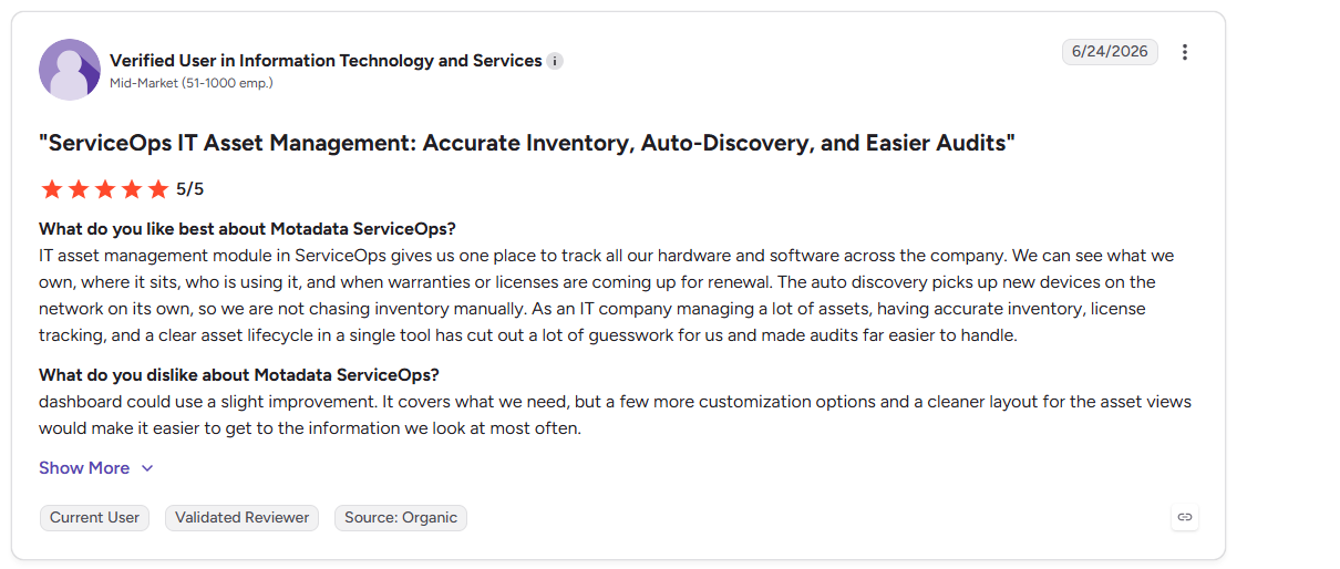 IT Asset Management Reviews