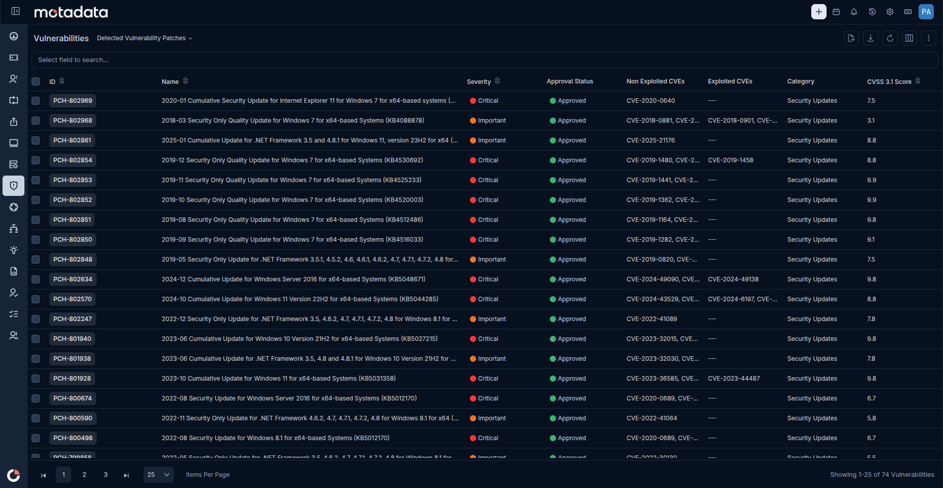 Detected Vulnerability Patches List