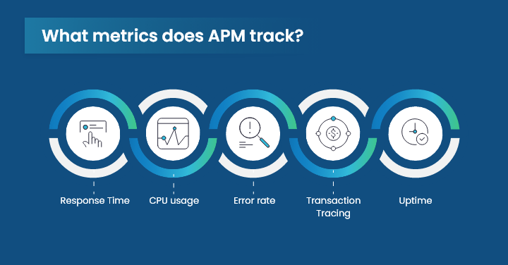 What metrics does application performance monitoring track