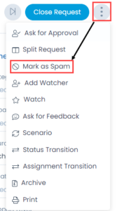 Mark request page as spam from details page