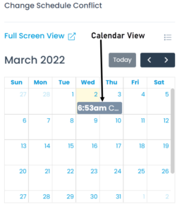 Change Schedule Conflict (Calendar View)