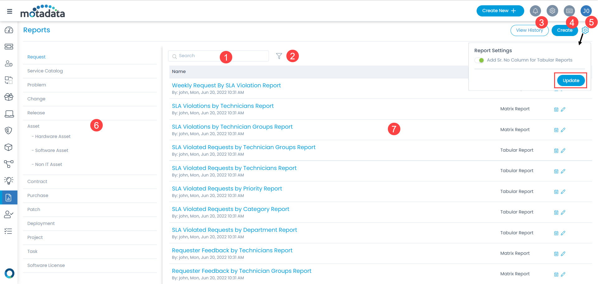 Reports List Page