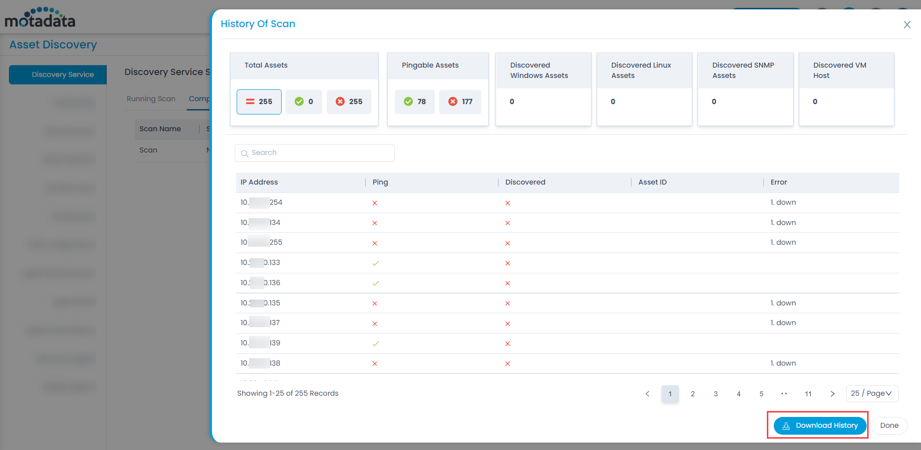 View History of Scan