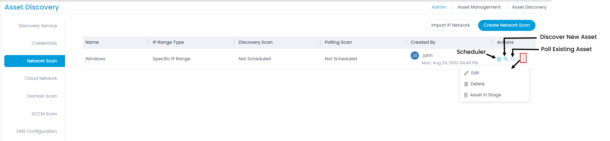 Network List Page