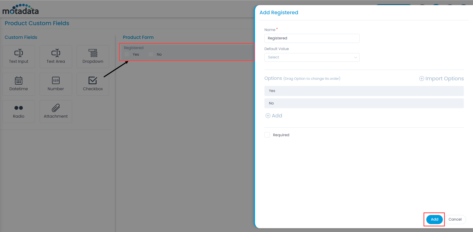 Adding Custom Field in the Product Form