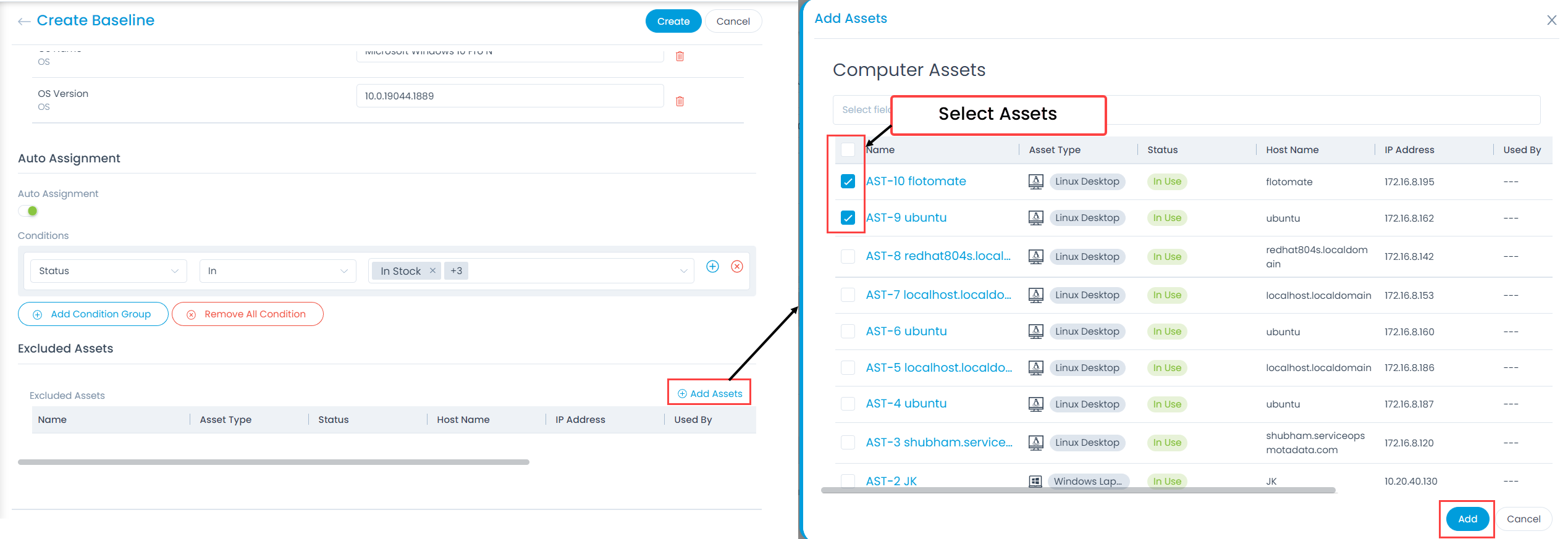 Add Assets to Exclude