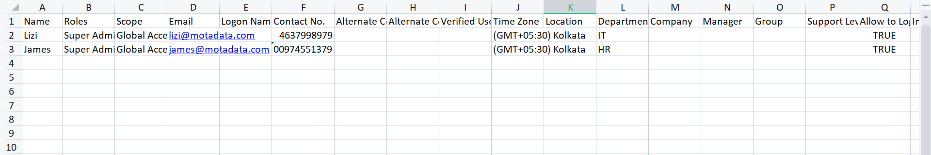 CSV Details