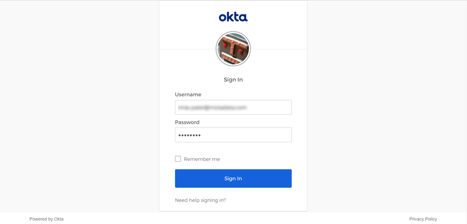 OKTA Sign-in Page