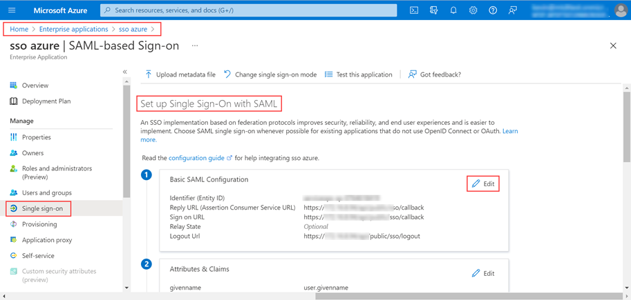Setting up Single Sign-on with SAML
