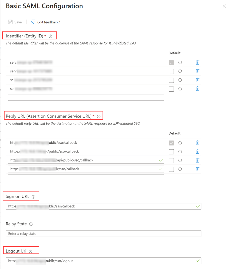 Basic SAML Configuration Parameters