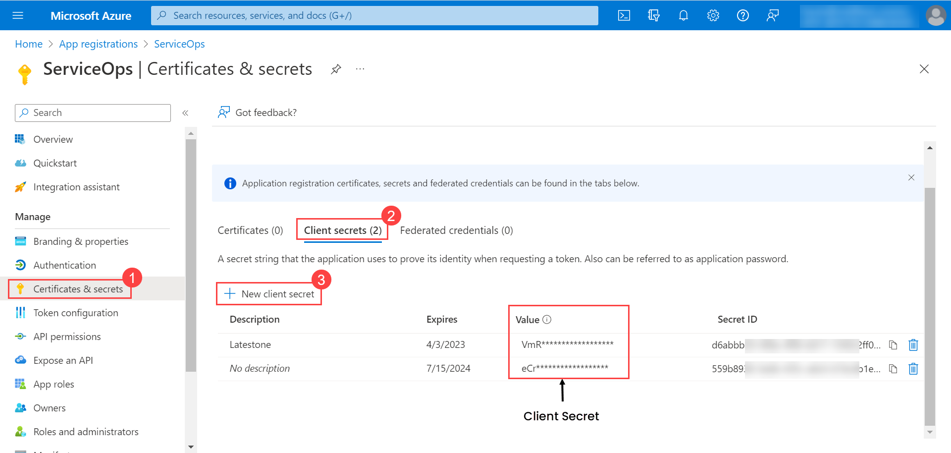 Azure AD Details - Client Secret