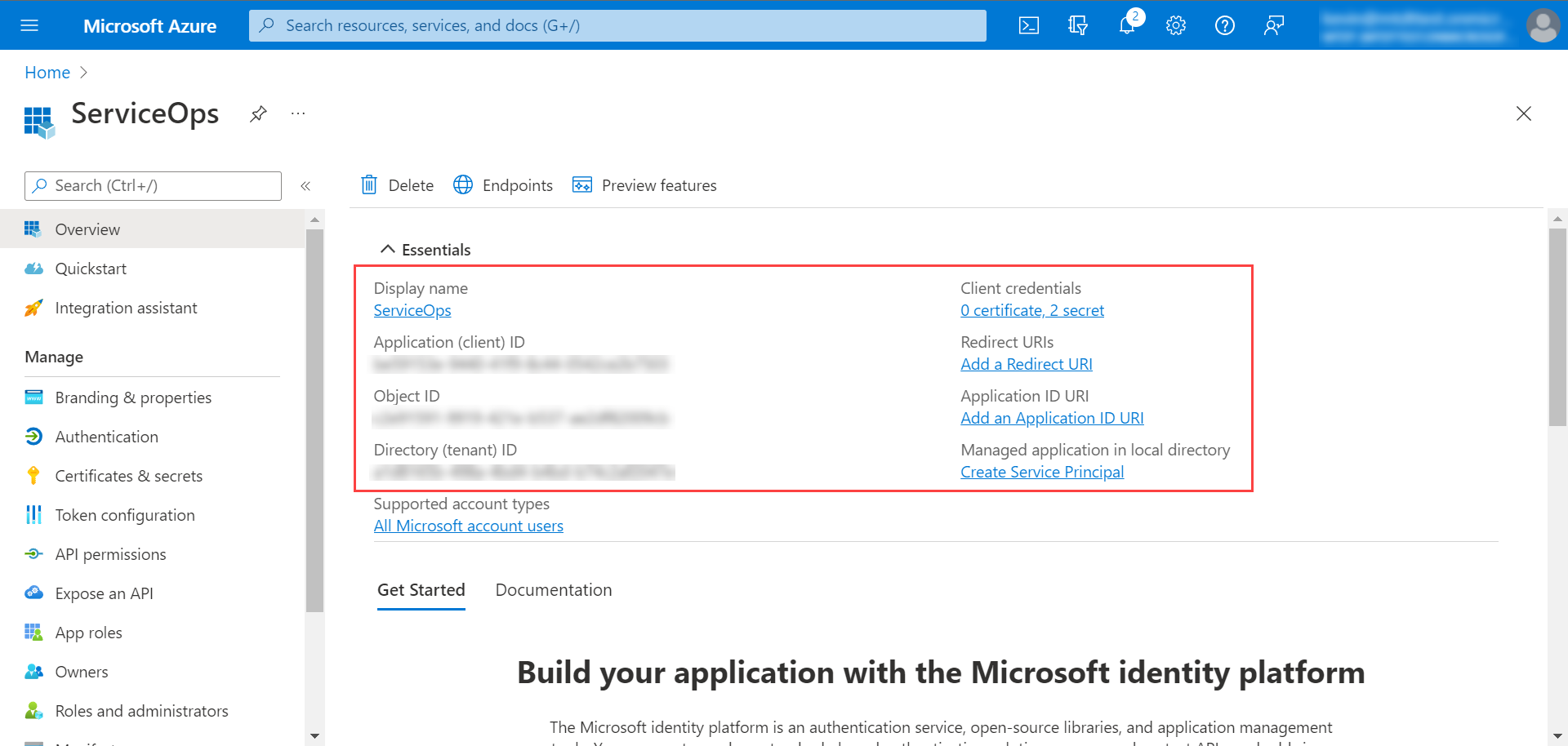 Azure AD Details - Client ID and Tenant ID