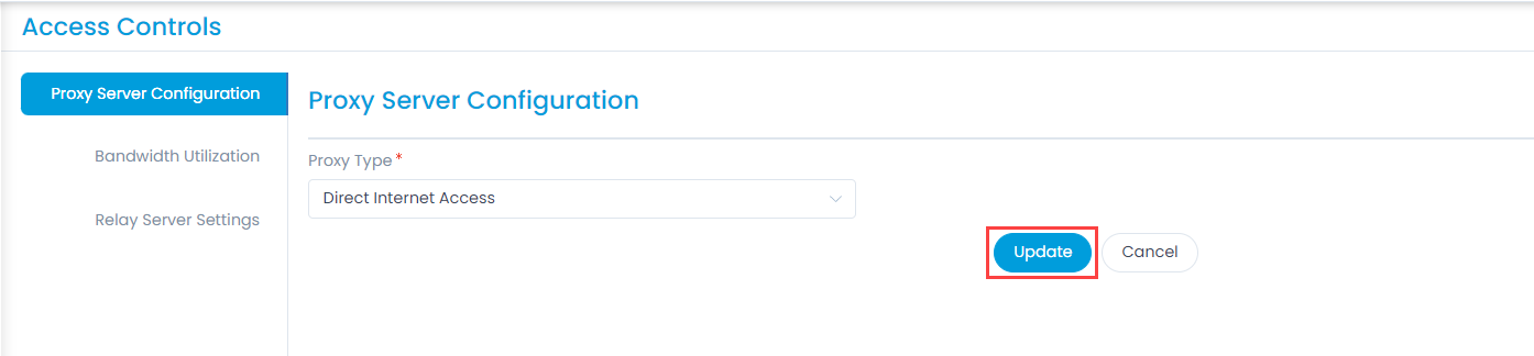 Proxy Server Configuration - Direct Internet Access Option