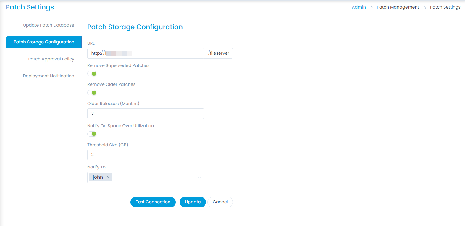 Patch Storage Configuration