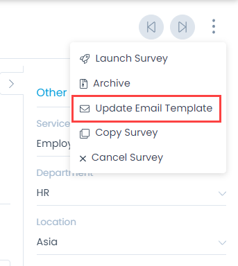 Update Email Template Option