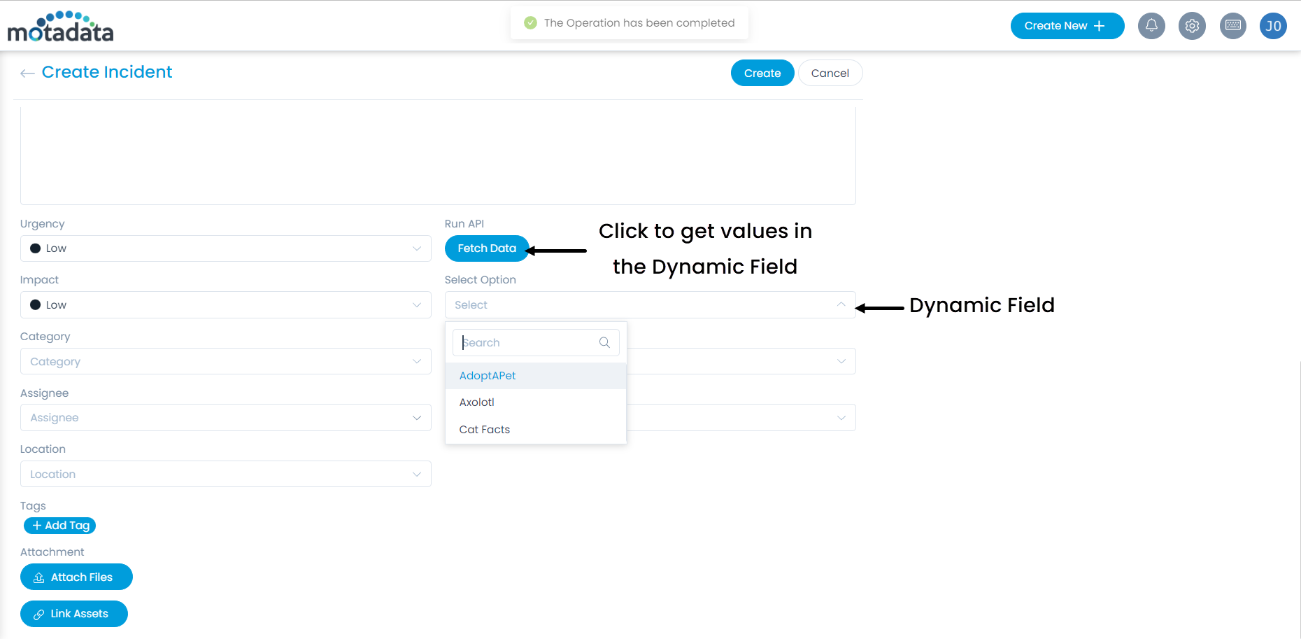 Fetching Values at the time of Creating a Request