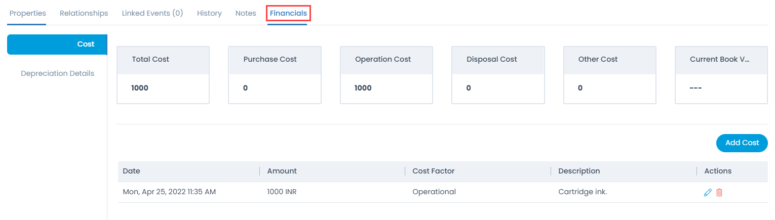 Financials Tab