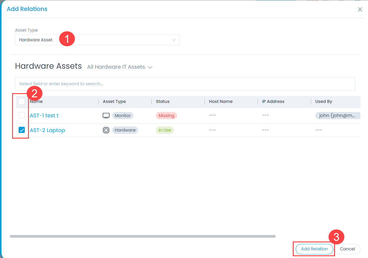 Associating Asset with the Purchase Order