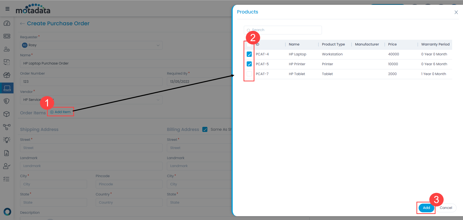 Add Items to the Purchase Order