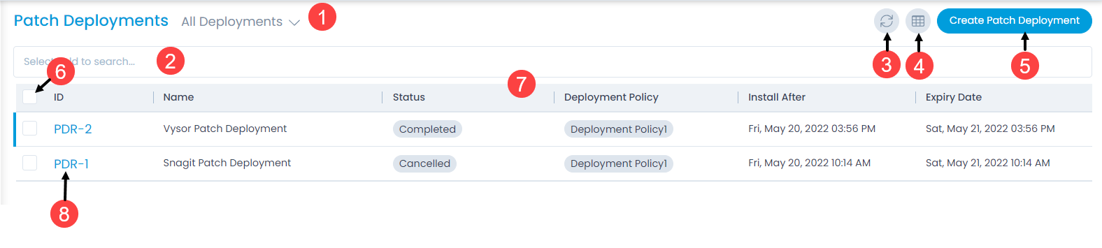 Patch Deployment List View