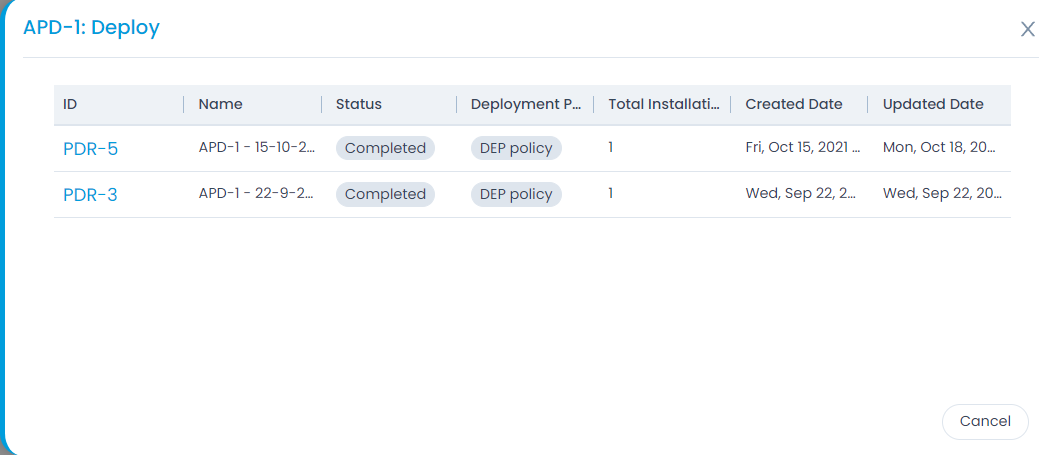 Viewing the Completed Patch Deployments