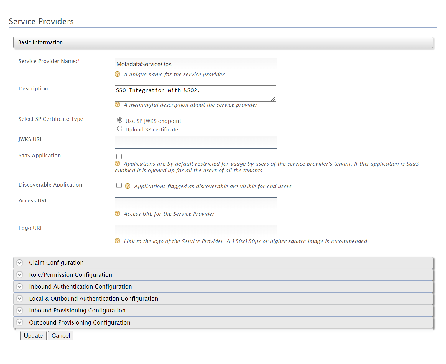 Service Provider Details page