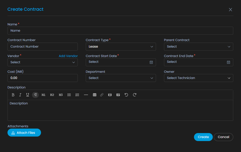 Create and manage AMC contracts