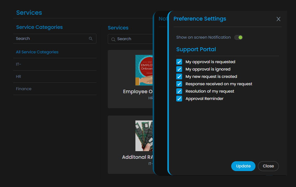 Preference Settings - Request Life Cycle Management