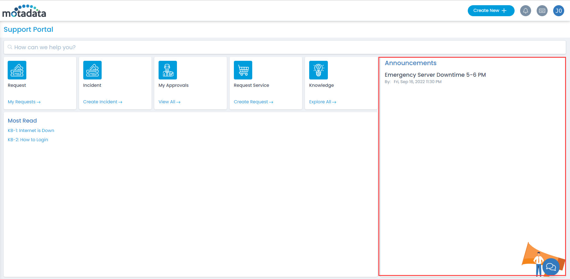 Announcements on home page