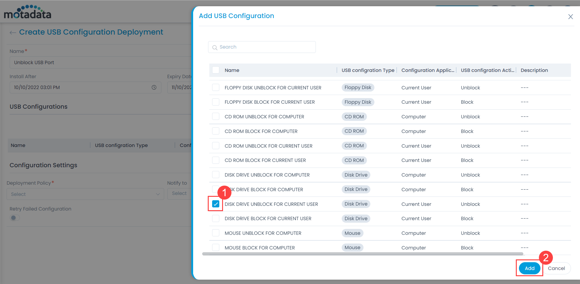 Add USB Configuration