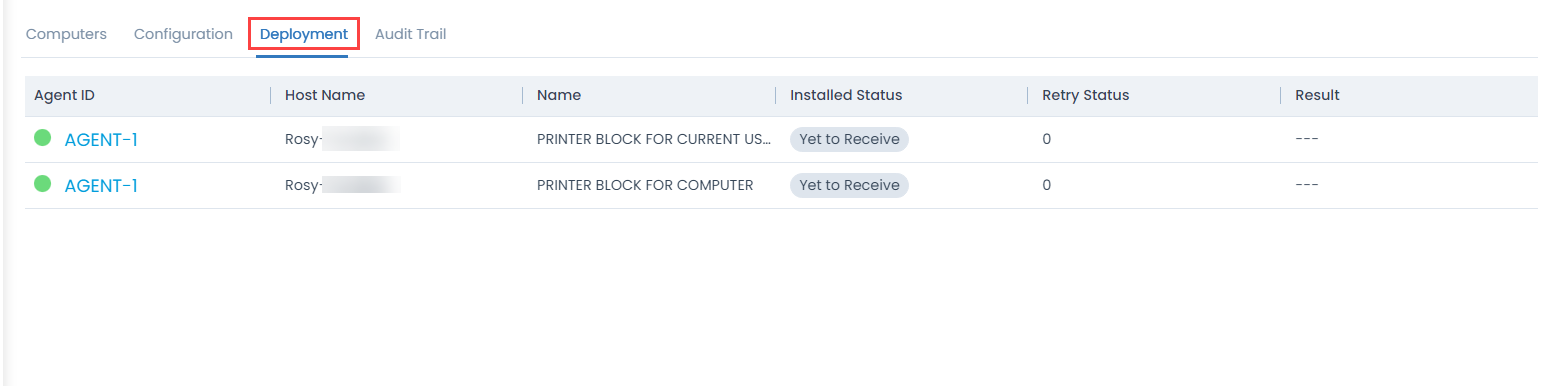 Deployment Tab