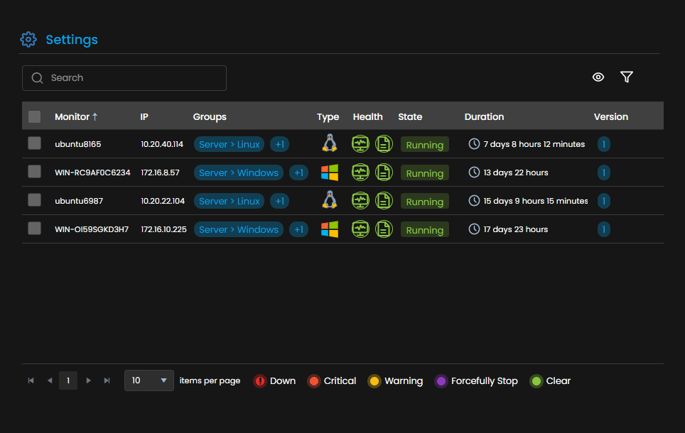 Agent List Settings