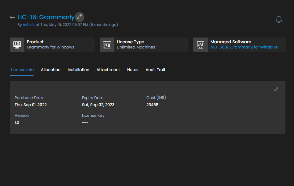 Access License Details