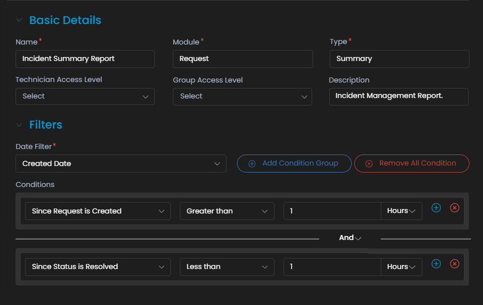 Create Report - Basic Details