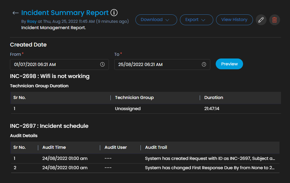 Incident Summary Report