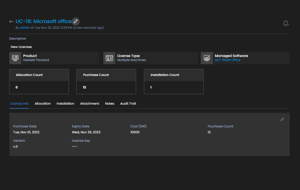 License Allocation and Installation