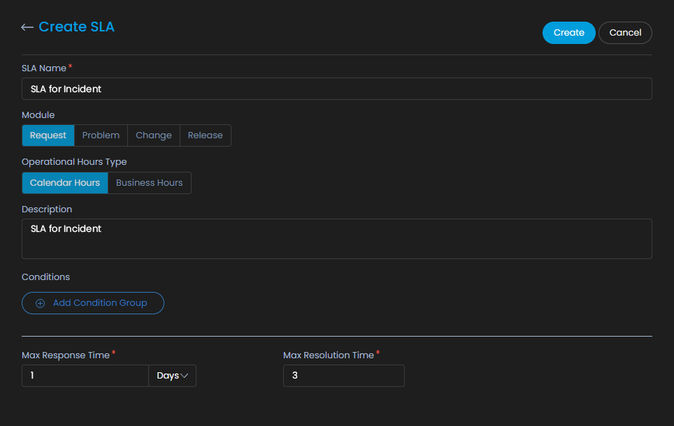 Create SLA and escalation