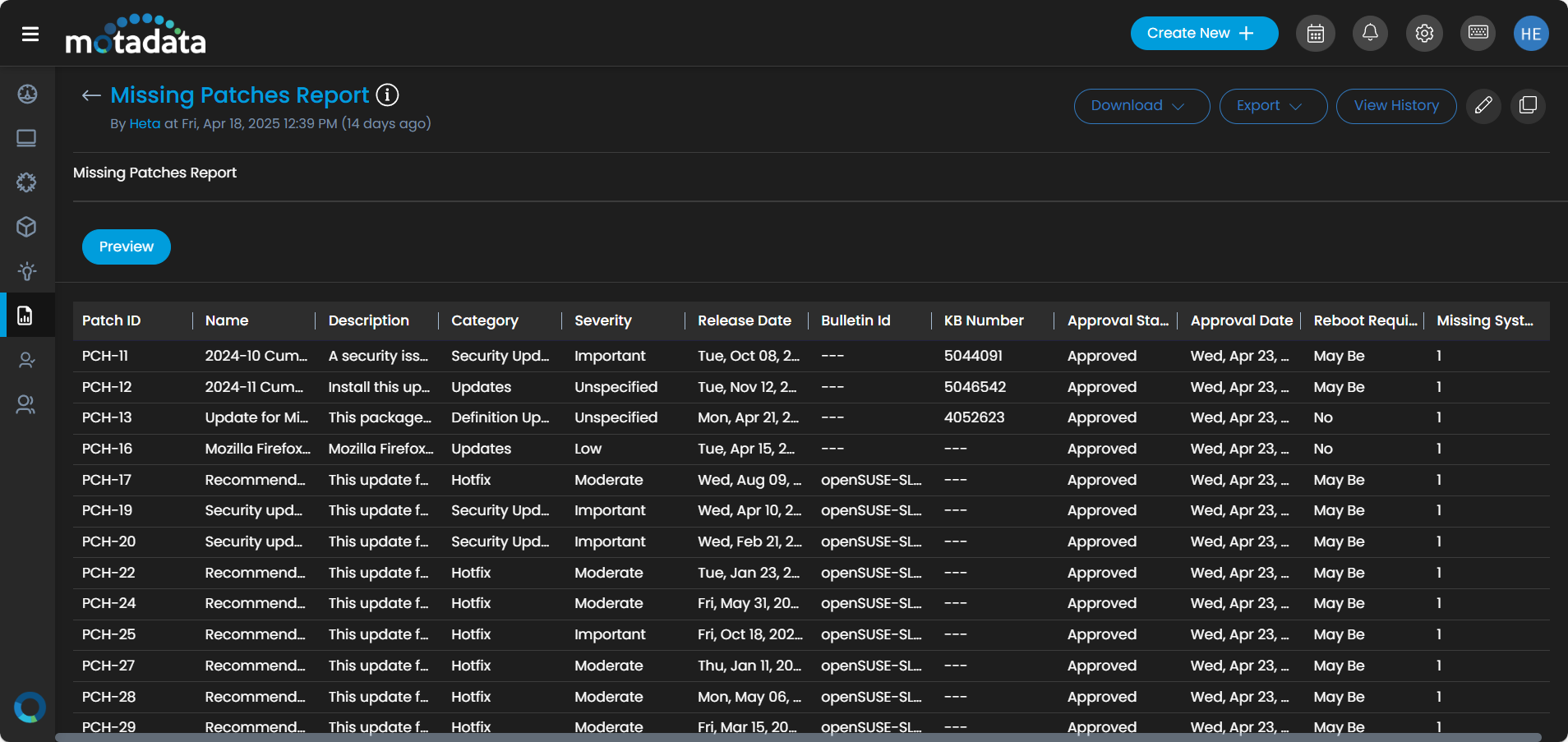 Compliance Reporting - Linux Patch Management