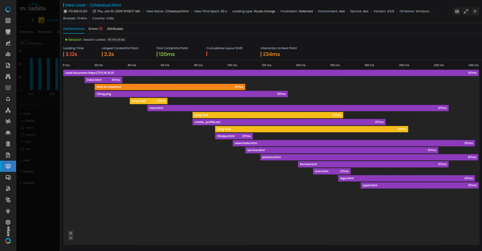 RUM Session Explorer